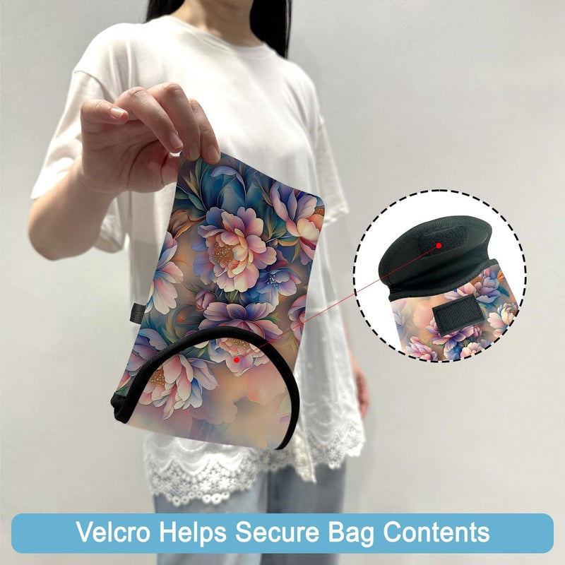 otilil Neoprene Cell Phone Sleeve Pouch Case Bag with Crossbody Strap Neck Lanyard for Women 7.5 X 4.3 in Rich Flower - Image 4